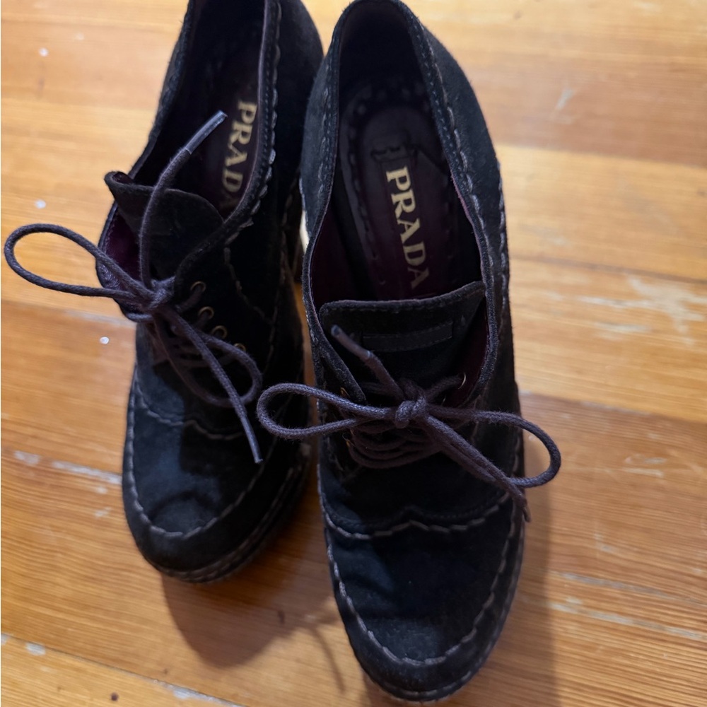 Prada Women's Brown Lace-Up Boots